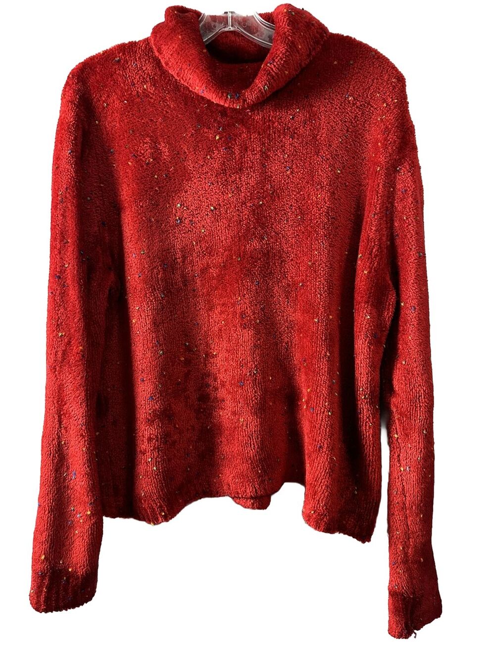 Vintage Norton McNaughton Women’s Red Confetti Sweater Stretch Turtleneck Large